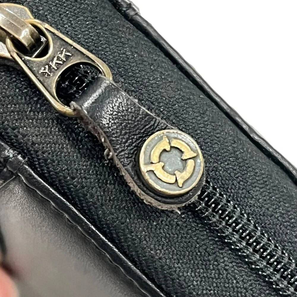 Franklin Covey Vintage Black Leather Full Zip Around Planner Organizer Compact S